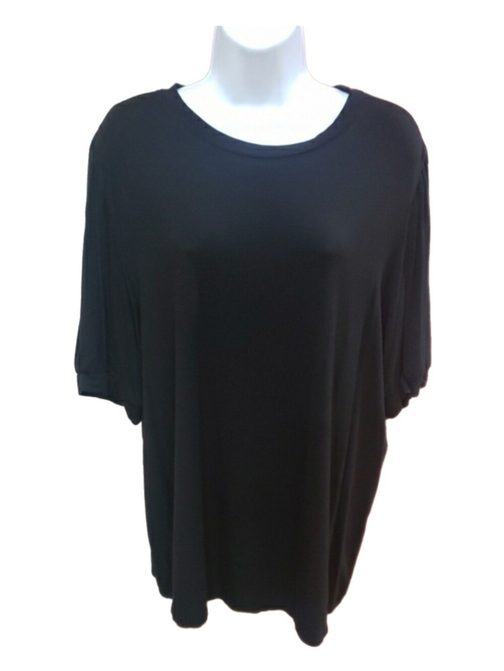 Time And Tru, Women's Black Crew Neck Short Shirt, 3X (22)